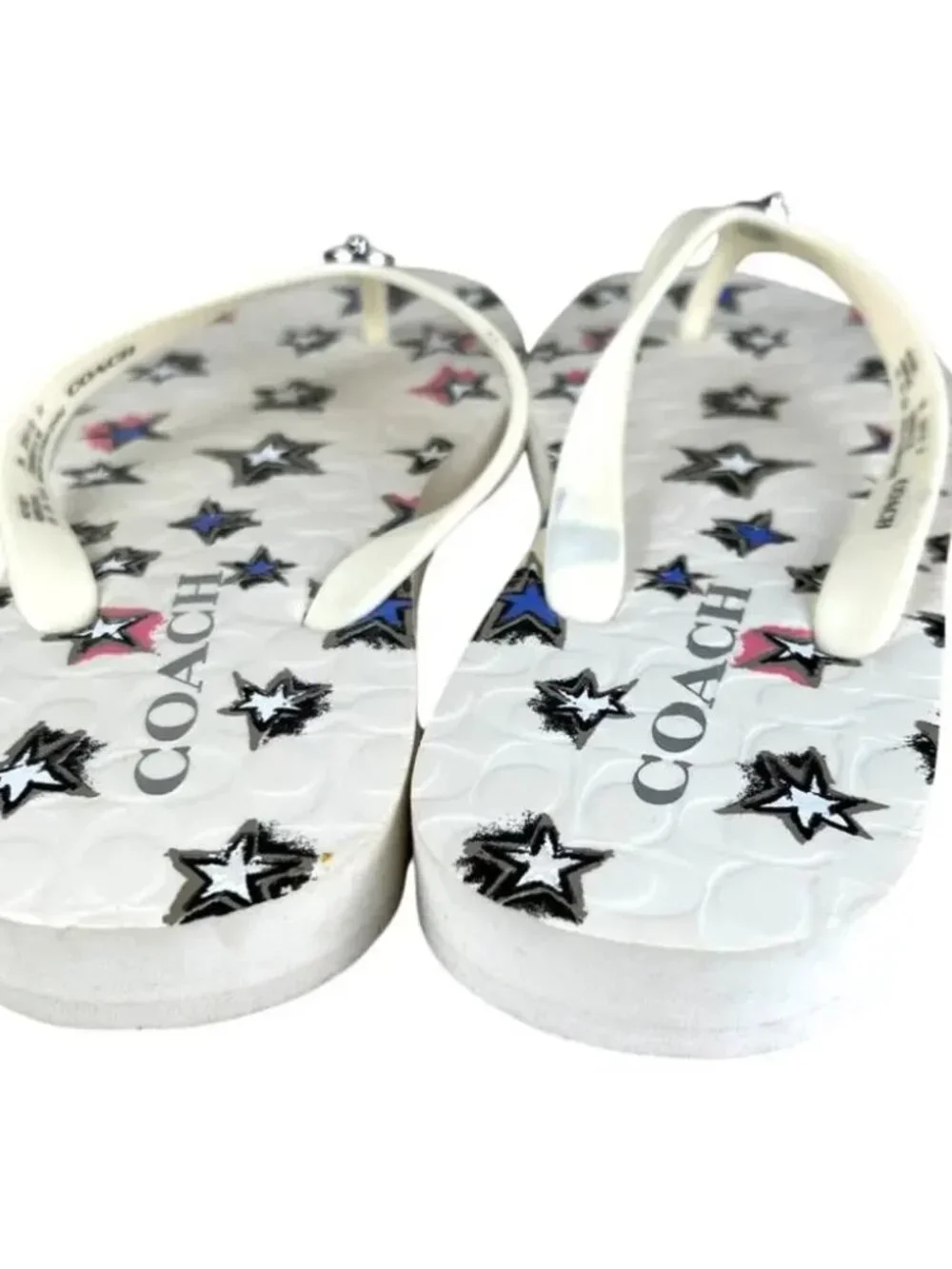 Coach White Multicolor Abbigail Stars Slip-On Flip-Flop Sandals 5/6 NWT